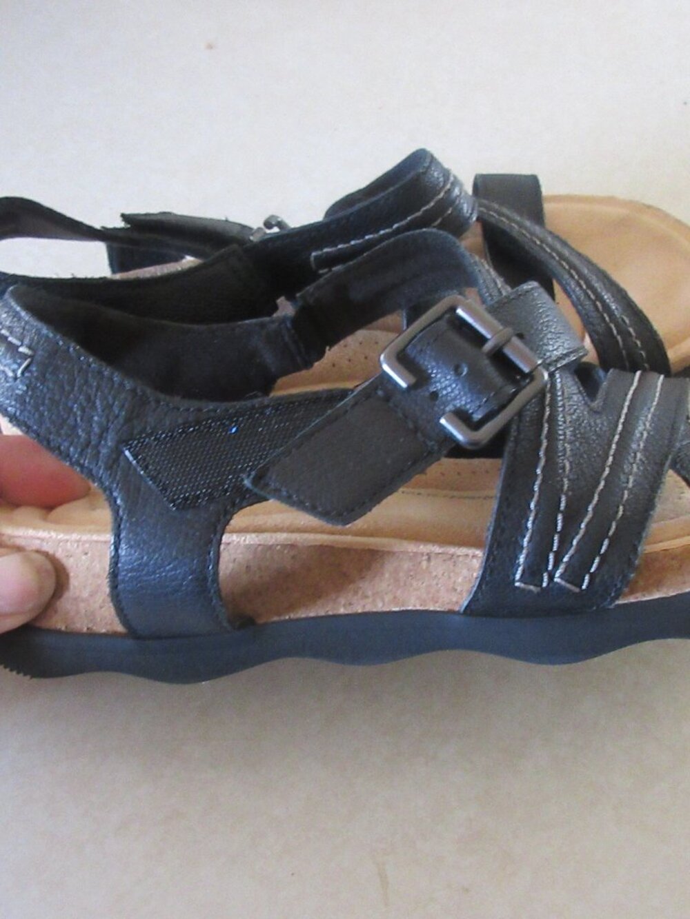 Clarks Collection Sz 7 m  Black  Slingback Womens Comfort Sandals cork